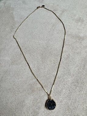 Mickey Lynn Gold Necklace with Black Druzy Pendant